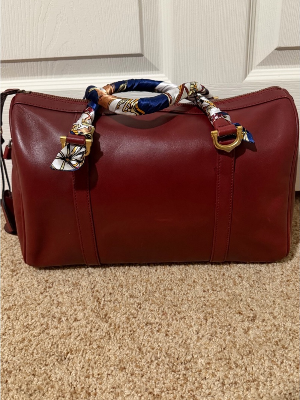 Cartier Red Leather Interior Handbag with Gold Hardware